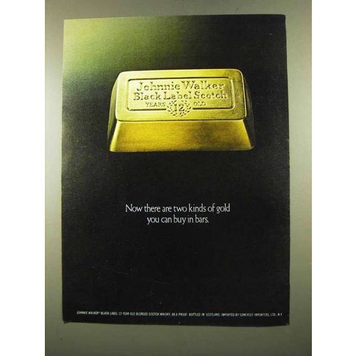 1975 Johnnie Walker Black Label Scotch Ad - Gold