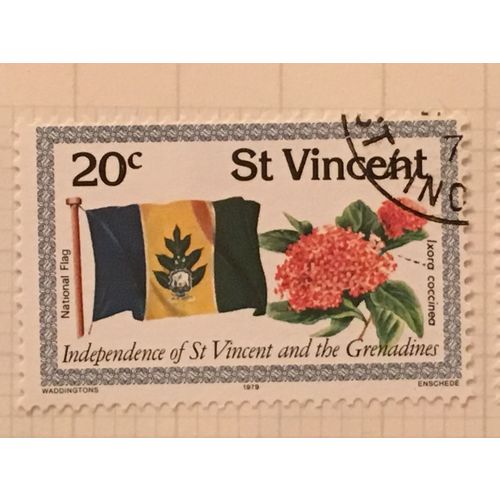 St Vincent 1979 Independence 20c Flag Flower Used SG 603 Sc 569 postage stamp