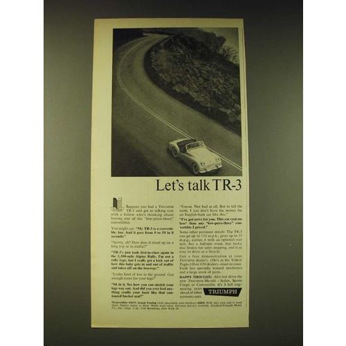 1960 Triumph TR-3 Car Ad - Let's talk TR-3