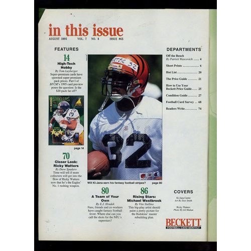 KIJANA CARTER 1995 Beckett FOOTBALL RICKY WATERS back cover PURRFECT FIT