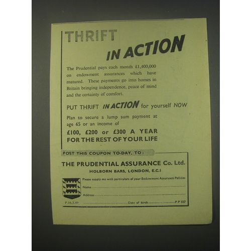 1949 Prudential Assurance Ad - Thrift in action