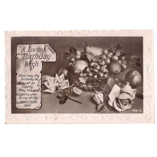 A LOVING BIRTHDAY WISH.. used vintage postcard 1948 postmark roses