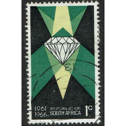 South Africa 1966 5th Anniv of Republic 1c Black Green & Olive Yellow SG262 FU