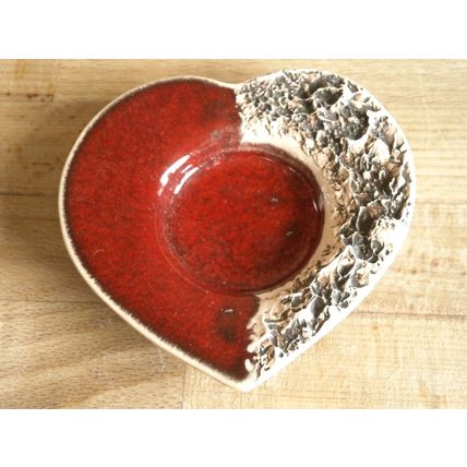 Heart Shaped Croatian Pottery & Glass Tea Light Holder
