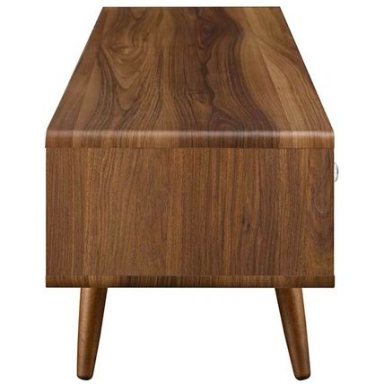 55" Mid Century Modern LED LCD DLP HD Walnut & White Low Profile TV Stand Media