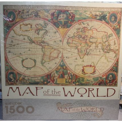 1992 Hallmark Springbok Map of the World 1500 Piece Puzzle - Sealed