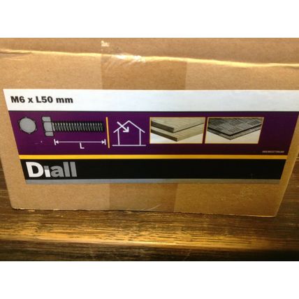 20 DIALL HEX HEAD BOLTS M6 x 50mm BZP