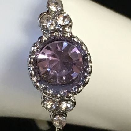 Ring Small Petite Purple White Rhinestone #300 USA Seller