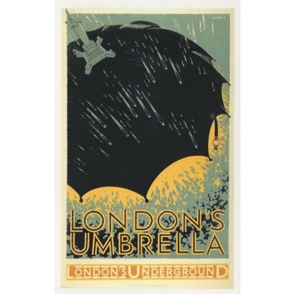 Londons Umbrella 1925 Weather Underground Poster Postcard