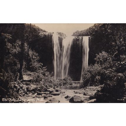 Whairua Falls Whangarei Uniform Man At Summit RPC New Zealand Postcard