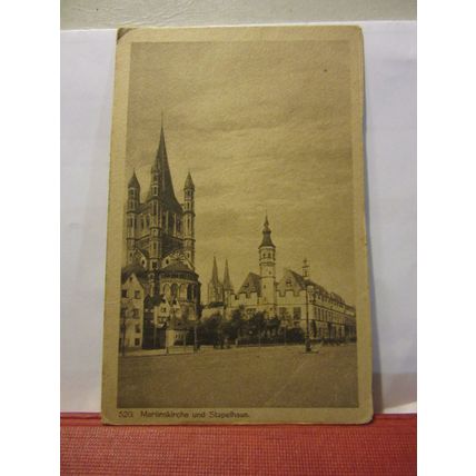 MARTINSKIRCHE UND STAPELHAUS, KOLN, GERMANY, unused antique postcard /