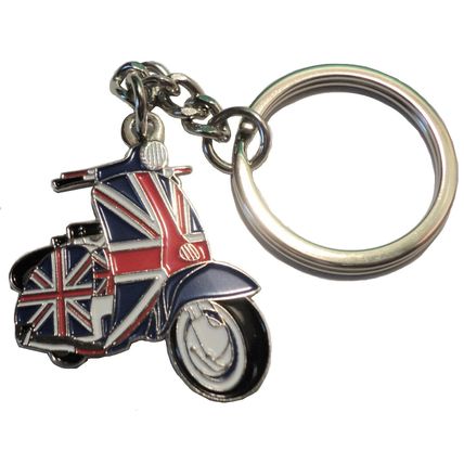 GB Union Flag Covered MODS Scooter Metal Enamal Keyring MOD Scooterist Lammy