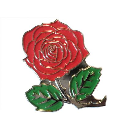 English Red Rose Garden Flower Metal Enamel Gardener Badge or Brooch 30mm NEW