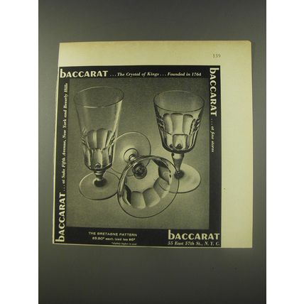 1956 Baccarat Bretagne Pattern Crystal Advertisement - the Crystal of Kings