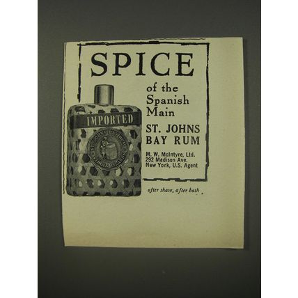 1956 St. Johns Bay Rum After Shave Ad - Spice of the Spanish Main