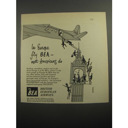 1956 BEA British European Airways Ad - In Europe fly BEA