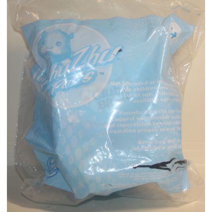 2010 Burger King Zhu Zhu Pets White Round 'n Round Zhu Zhu with Blue Wheel Mint