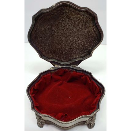 VINTAGE Dieu et Mon Droit British Royal Crest Silver Plated Jewelry Box Lion Ft