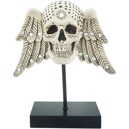 Cyborpon-Winged Decorative Skull w/ Angel Wings on Spindle-9.8"-NEW-SEALED-FAST