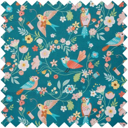 HobbyGift Sewing Box (L) Twin Lid Appliqué Bird Aviary Storage HGTLRA664