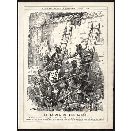 BY FAVOUR OF THE ENEMY 1913 Leonard Raven-Hill - Herbert Asquith PUNCH CARTOON