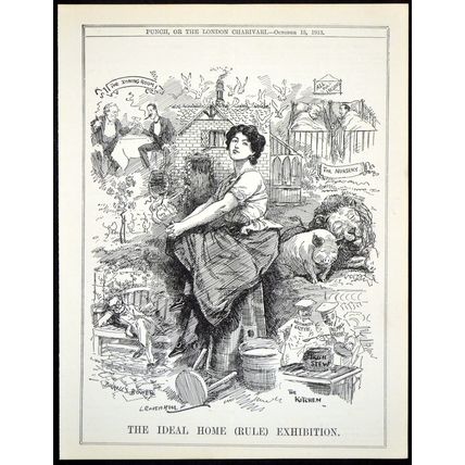 IDEAL HOME (RULE) EXHIBITION 1913 Leonard Raven-Hill PUNCH CARTOON PAGE