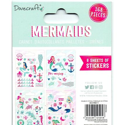 Dovecraft : Glittered Sticker Book : 8 10 x 11 cm sheets : Mermaids theme