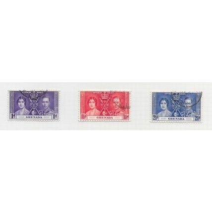 GRENADA 1937 CORONATION SET QUEEN MUM & GEORGE USED SG149 SG150 SG150