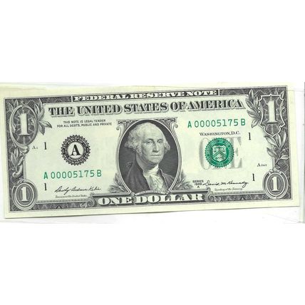 1969-A US Federal Reserve $1.00 Bill Gem UNC