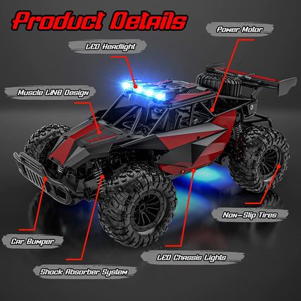 BLUEJAY Remote Control Car, 2.4Ghz High Speed 33KM/H RC Cars Toys, 1:12 Monster
