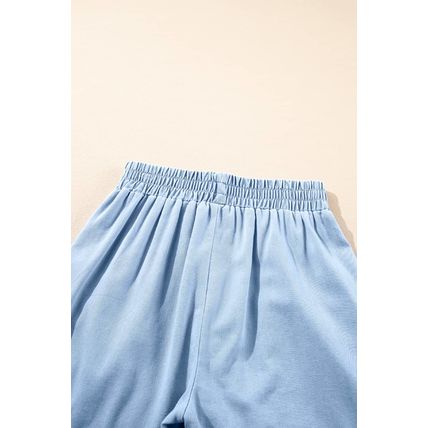 Beau Blue Light Wash Pocketed Wide Leg Denim Shorts