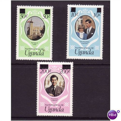 UGANDA 1981 ROYAL WEDDING SG341/343B SET 3 VALS U/M MINT