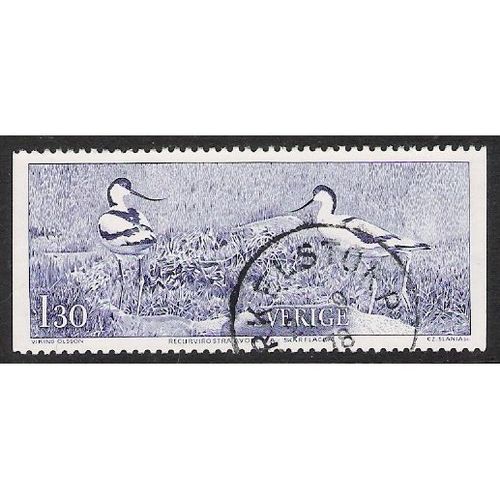 Fa 1040: 1 Kr. 30 grey-blue Travels of Linné: Avocets on Öland.