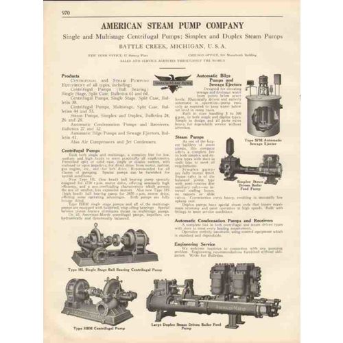 american steam pump company 1931 centrifugal bilge vintage catalog