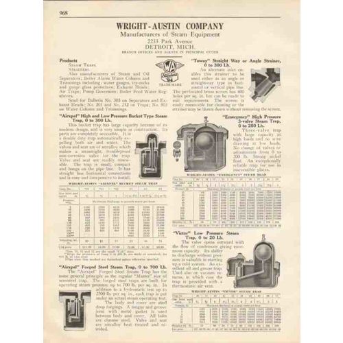 wright-austin company 1931 steam victor trap strainer vintage catalog