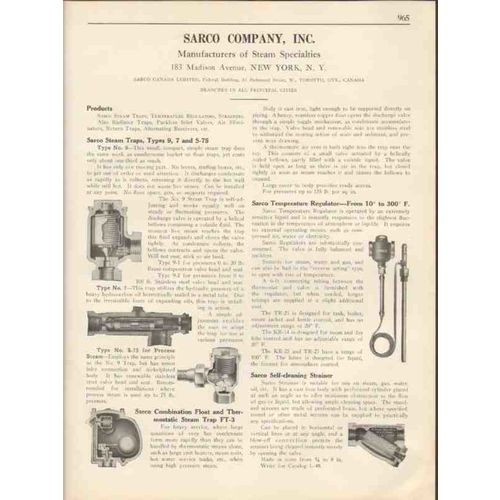sarco company 1931 steam traps strainer regulator vintage catalog