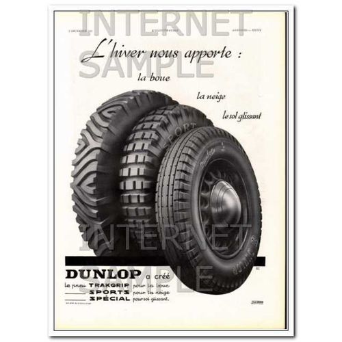DUNLOP 1936 French Trakgrip Sports Special winter snow tire vintage ad