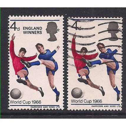 GB 1966 QE2 4d World Cup Ftball England Winners SG 700 Umm & SG 693 Used ( F1231