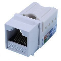 Slimline Cat6a Keystone Jack, White, RJ45 Female to 110 Punch Down