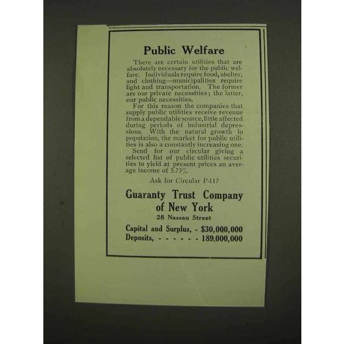 1912 Guaranty Trust Company of New York Ad - Welfare