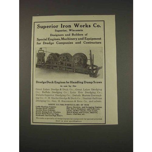 1910 Superior Iron Works Ad - Dredge Deck Engines