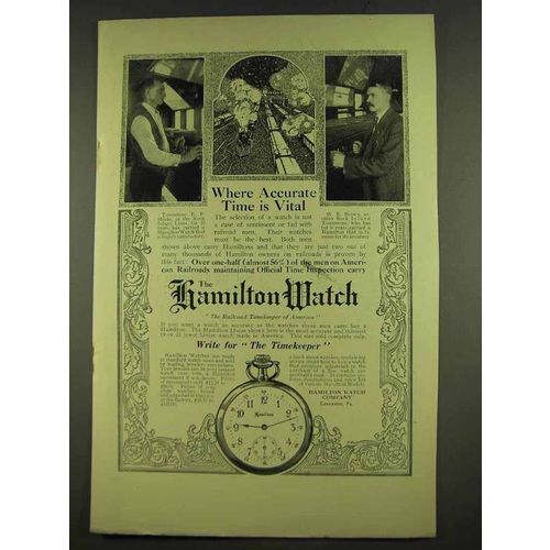 1912 Hamilton Watch Ad - Accurate Time Is Vital