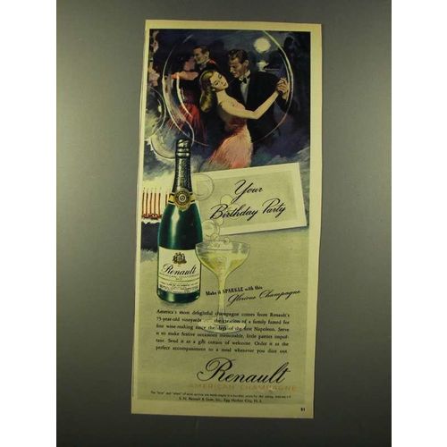 1946 Renault Champagne Ad - Your Birthday Party