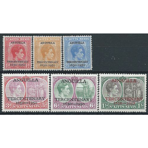 St Kitts-Nevis 1950 Tercentenary Set SG86-91 Mounted Mint..