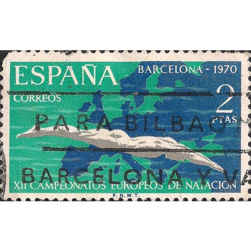SPAIN, EC Swimming, Barcelona, green 1970, 2 Ptas