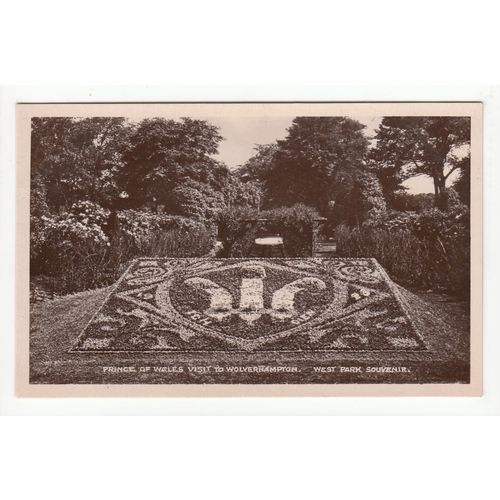 Prince of Wales Floral Bed West Park Wolverhampton Postcard RP Staffordshire