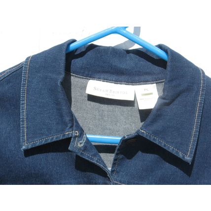 Womens Susan Bristol Blue Jean Jacket L Large 41 inch Denim Light Weight