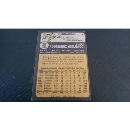 1973 Topps Card # 045 Ellie Rodriguez Very Good-Excellent (4) Milwaukee Brewers