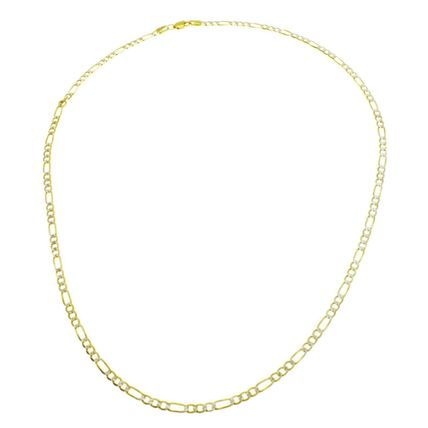 14K Solid Yellow Gold 6.2 mm Figaro White Pave Link 24" Chain Necklace 31.6 Gr