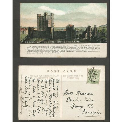 GB Postcard South East View Of Rochester Castle, Kent Used